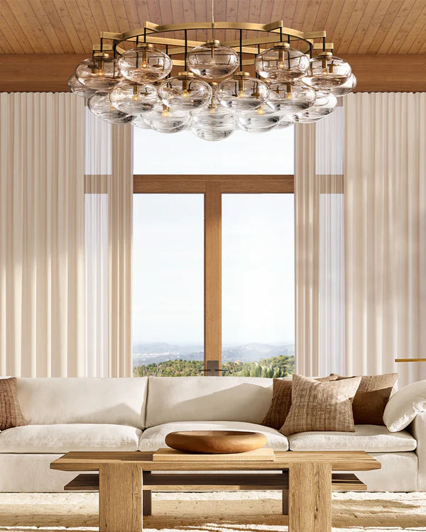 Curvette Clear Glass Round Chandelier 48