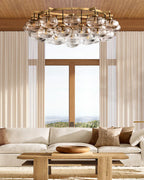 Curvette Clear Glass Round Chandelier 48