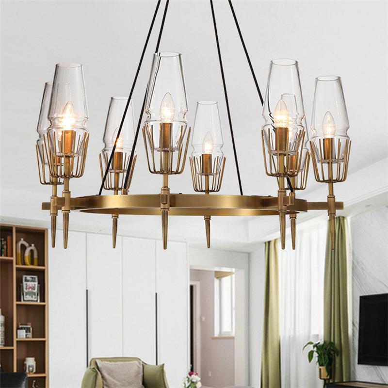 Chaillot Glass Brass Chandelier For Living Room