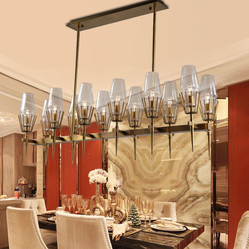 Chaillot Glass Brass Chandelier(Long) For Living Room