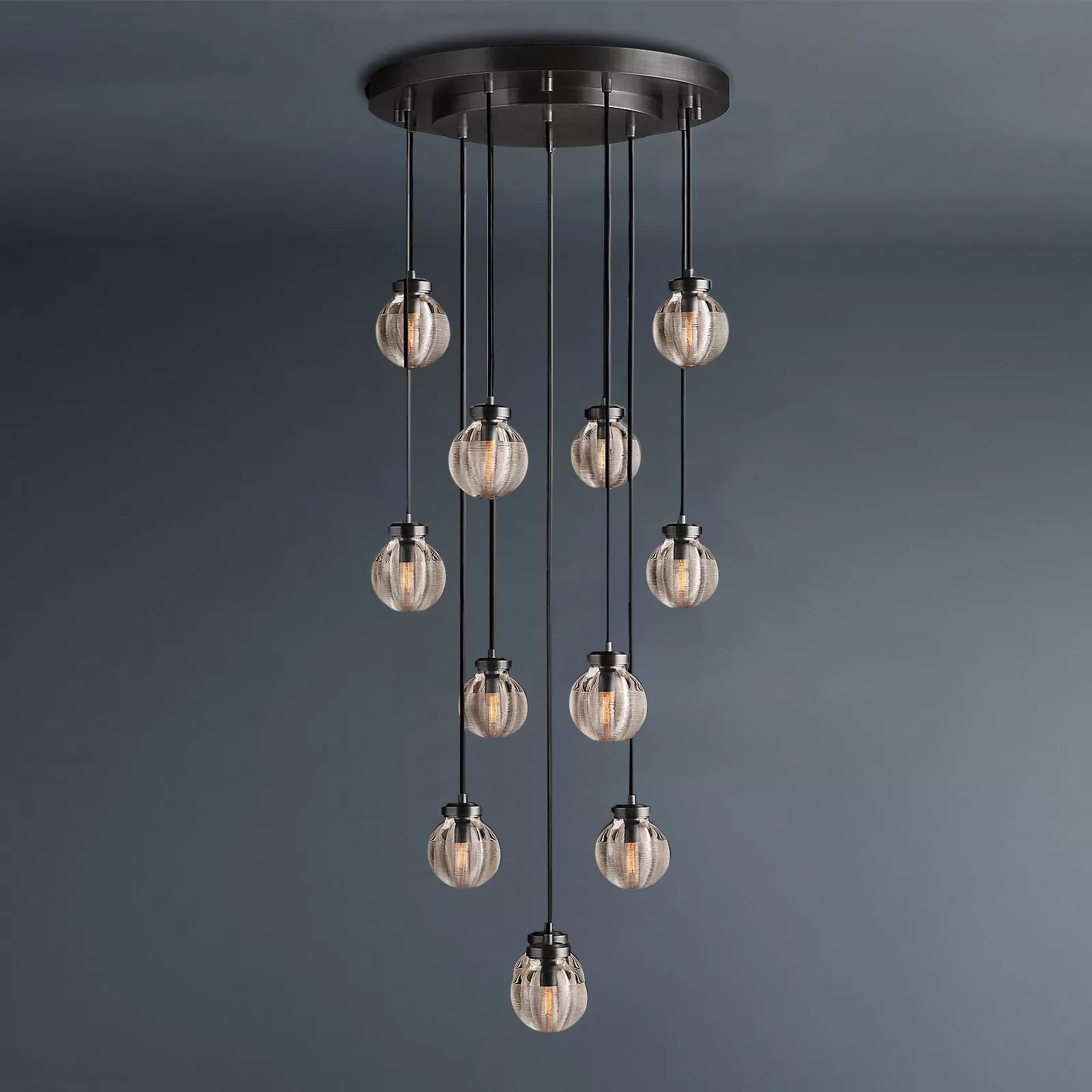 Pearly Round Chandelier Vintage Light Fixture 22