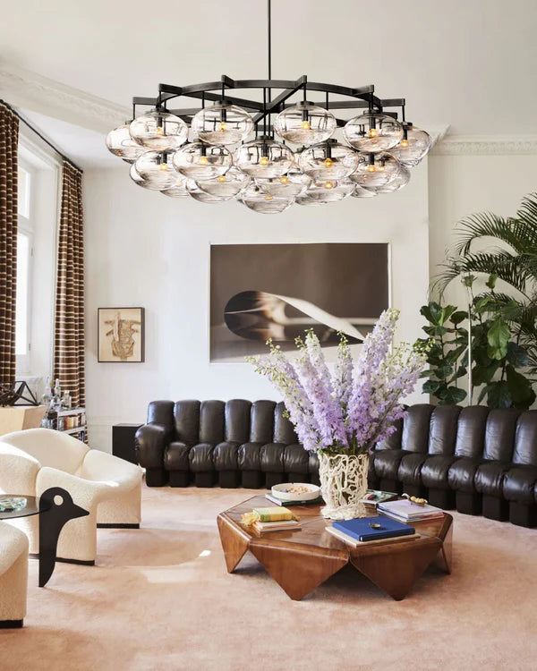 Curvette Clear Glass Round Chandelier 48