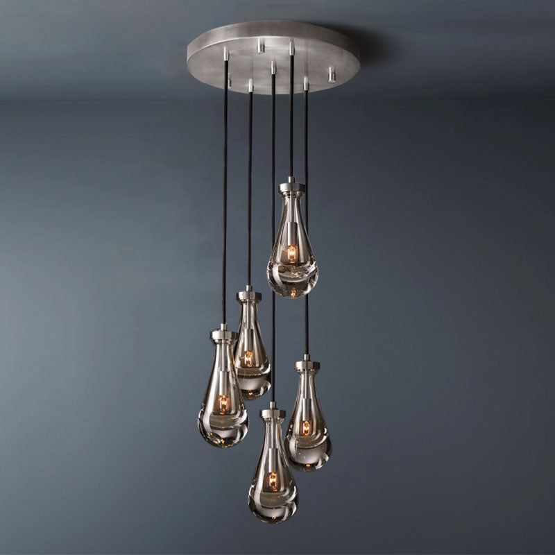 Raindrop Round 5-Lights Cord Chandelier