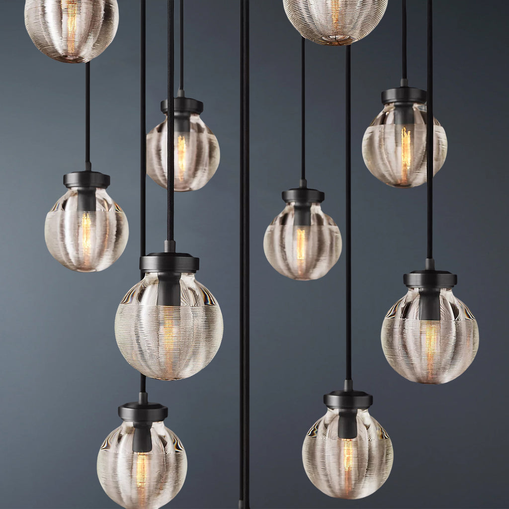 Pearly Round Chandelier Vintage Light Fixture 22