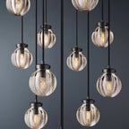 Pearly Round Chandelier Vintage Light Fixture 22