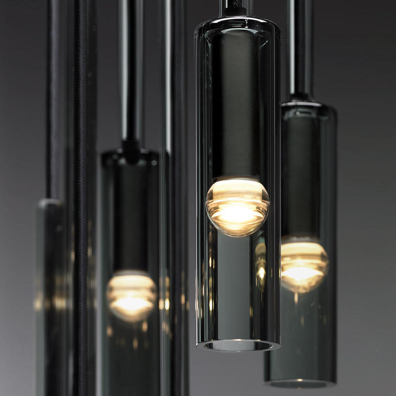 Modern Smoke Gray Cylinder Pendant Lights