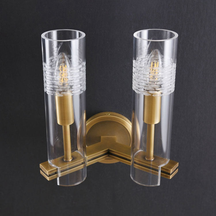 Modern Glass Tube Double Head Wall Sconce-konalight