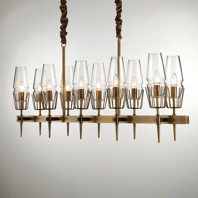Chaillot Glass Brass Chandelier(Long) For Living Room
