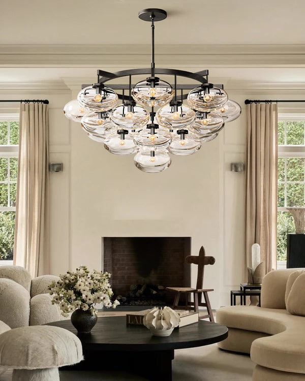 Curvette Clear Glass Round Chandelier 48