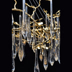 Branching Brass Extended Teardrop Round Chandelier