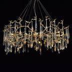 Branching Brass Extended Teardrop Round Chandelier