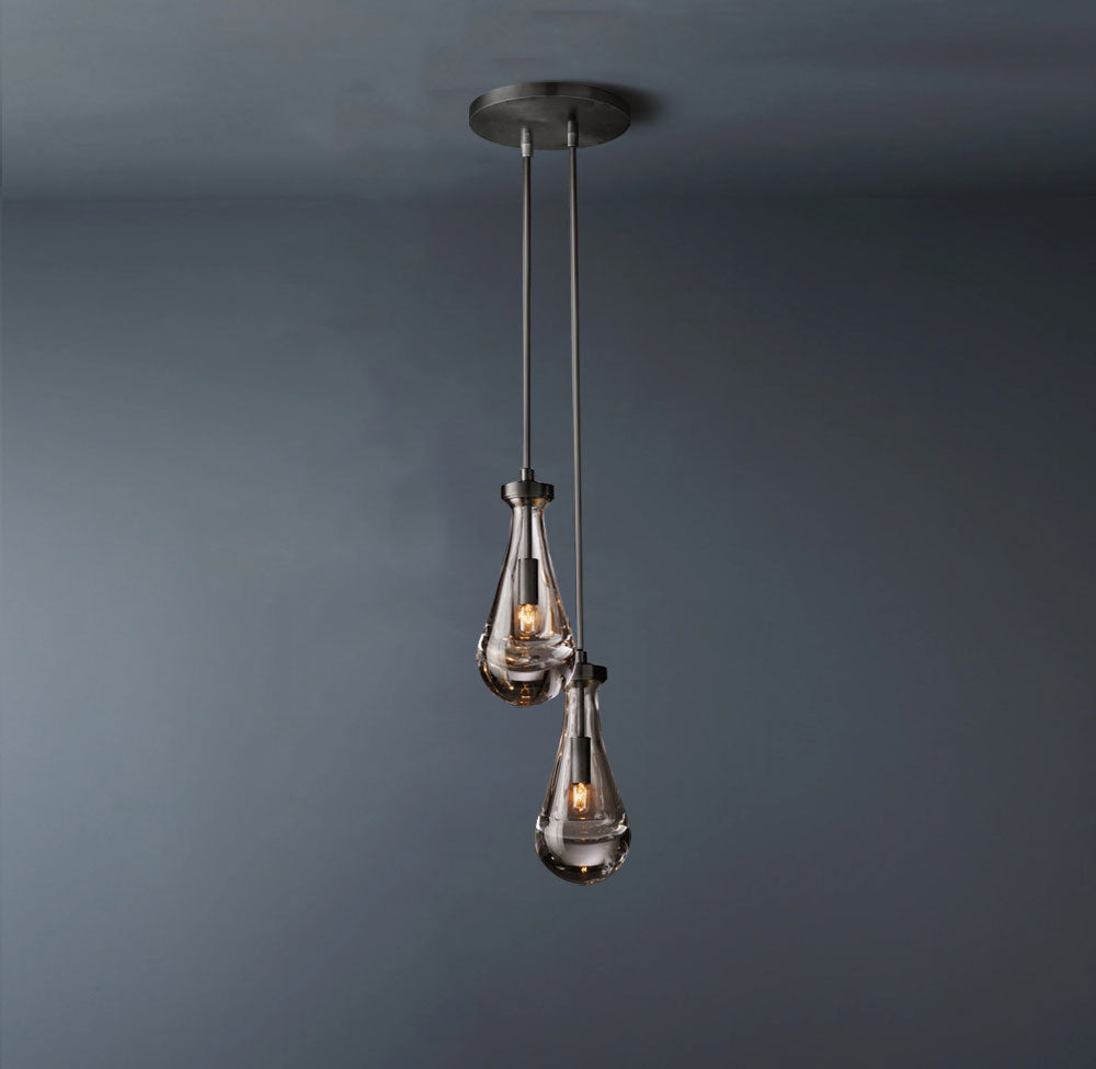 Raindrop Round 2-Lights Rod Chandelier