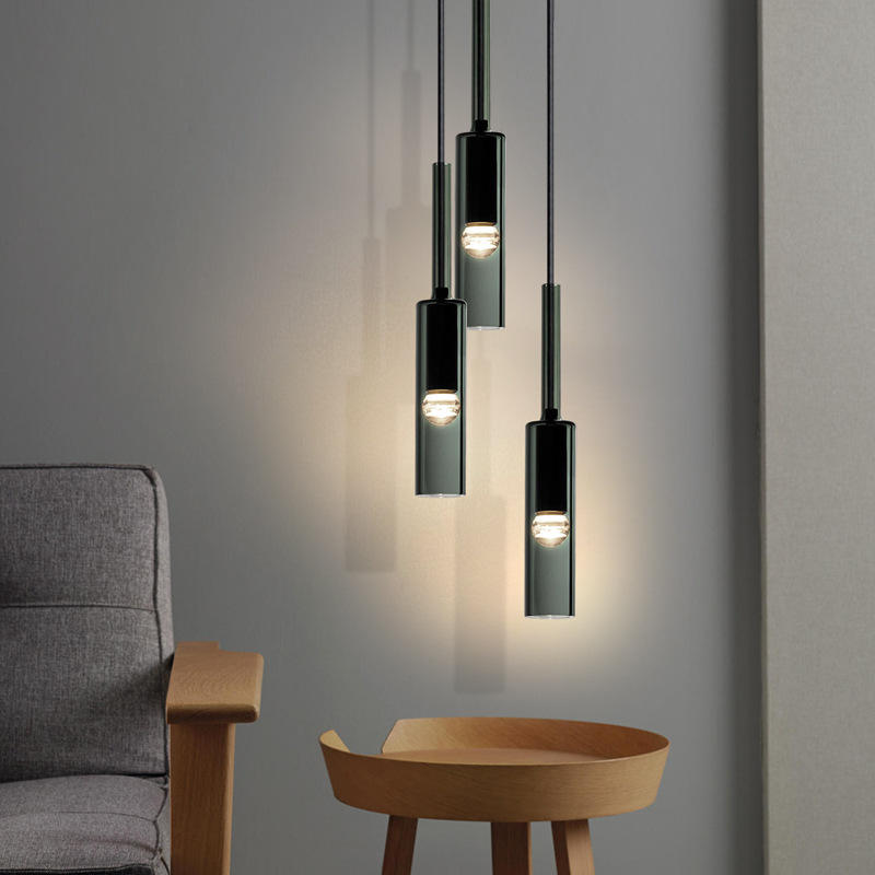 Modern Smoke Gray Cylinder Pendant Lights