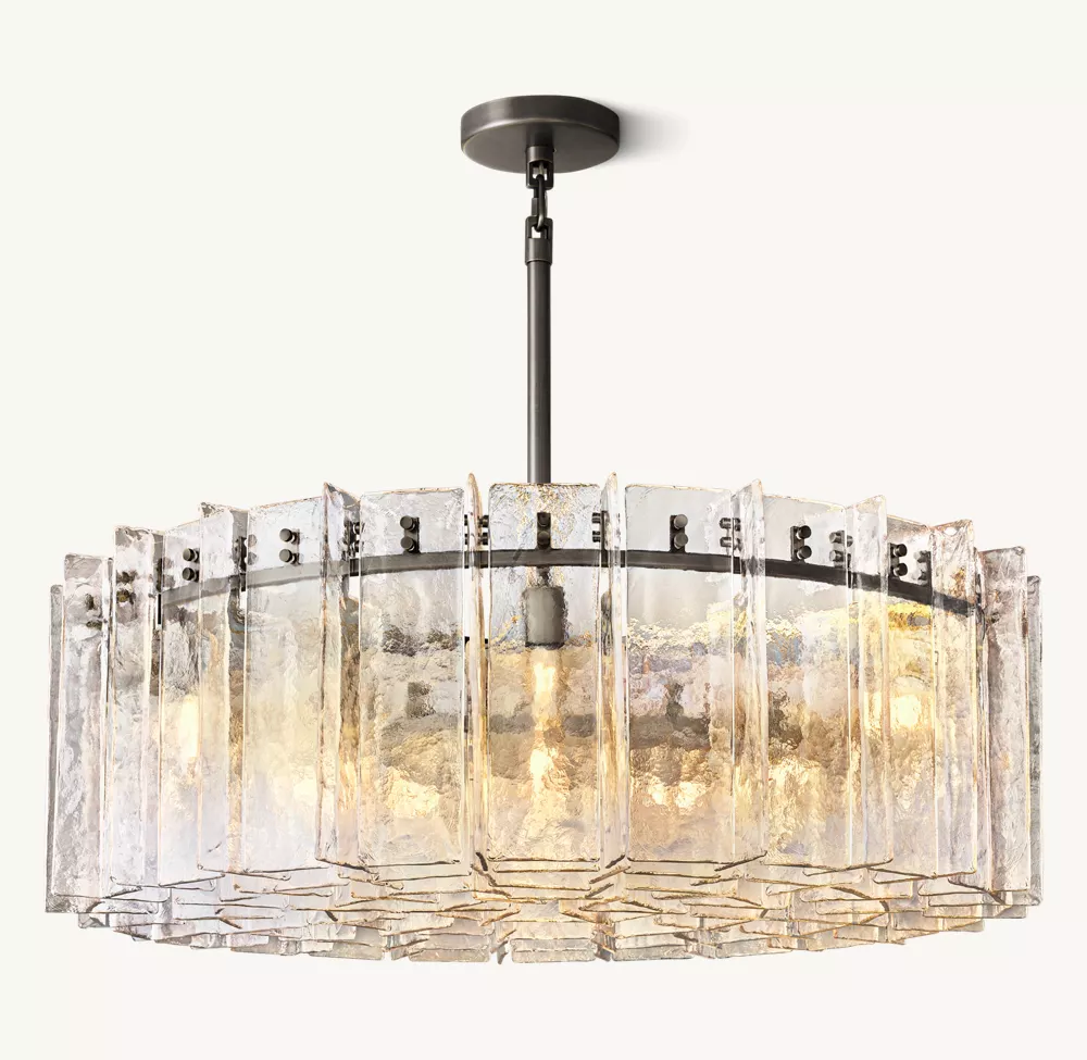 Lattice Clear Glass Round Chandelier 48