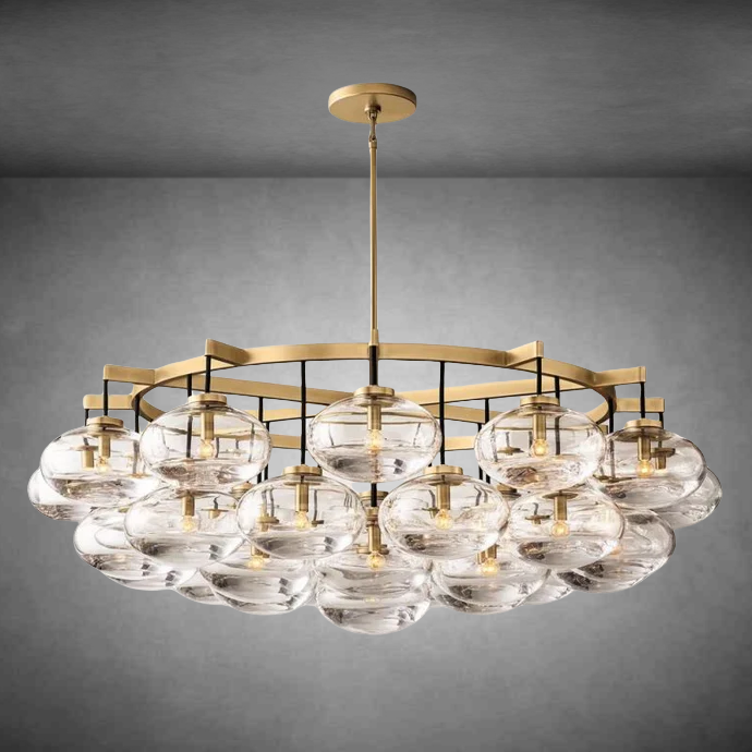 Curvette Clear Glass Round Chandelier 60