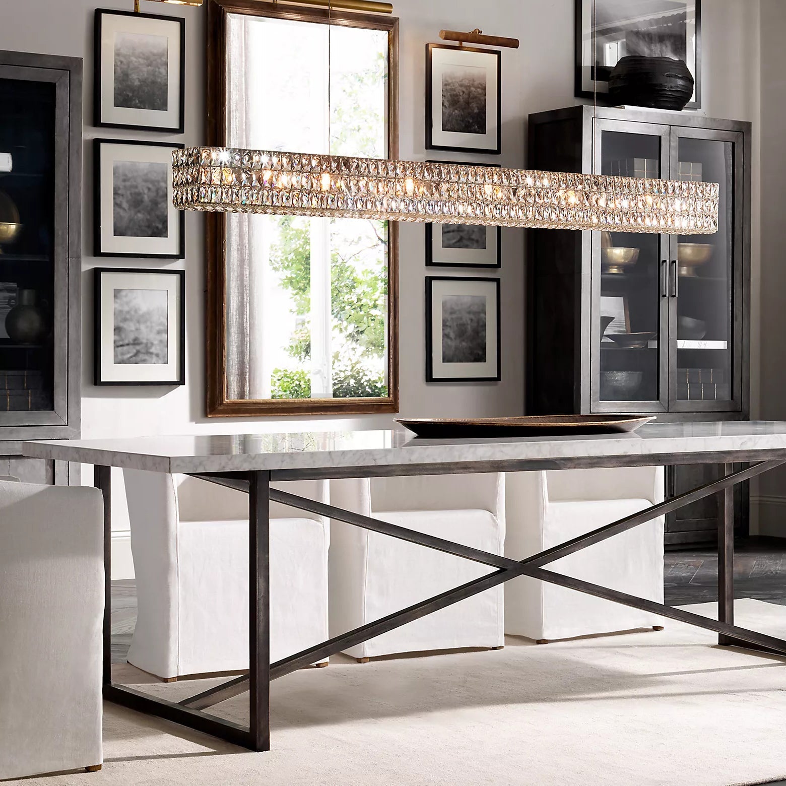 Crystal Glass Spiridon Linear Chandelier 49 61 For Dinning Room