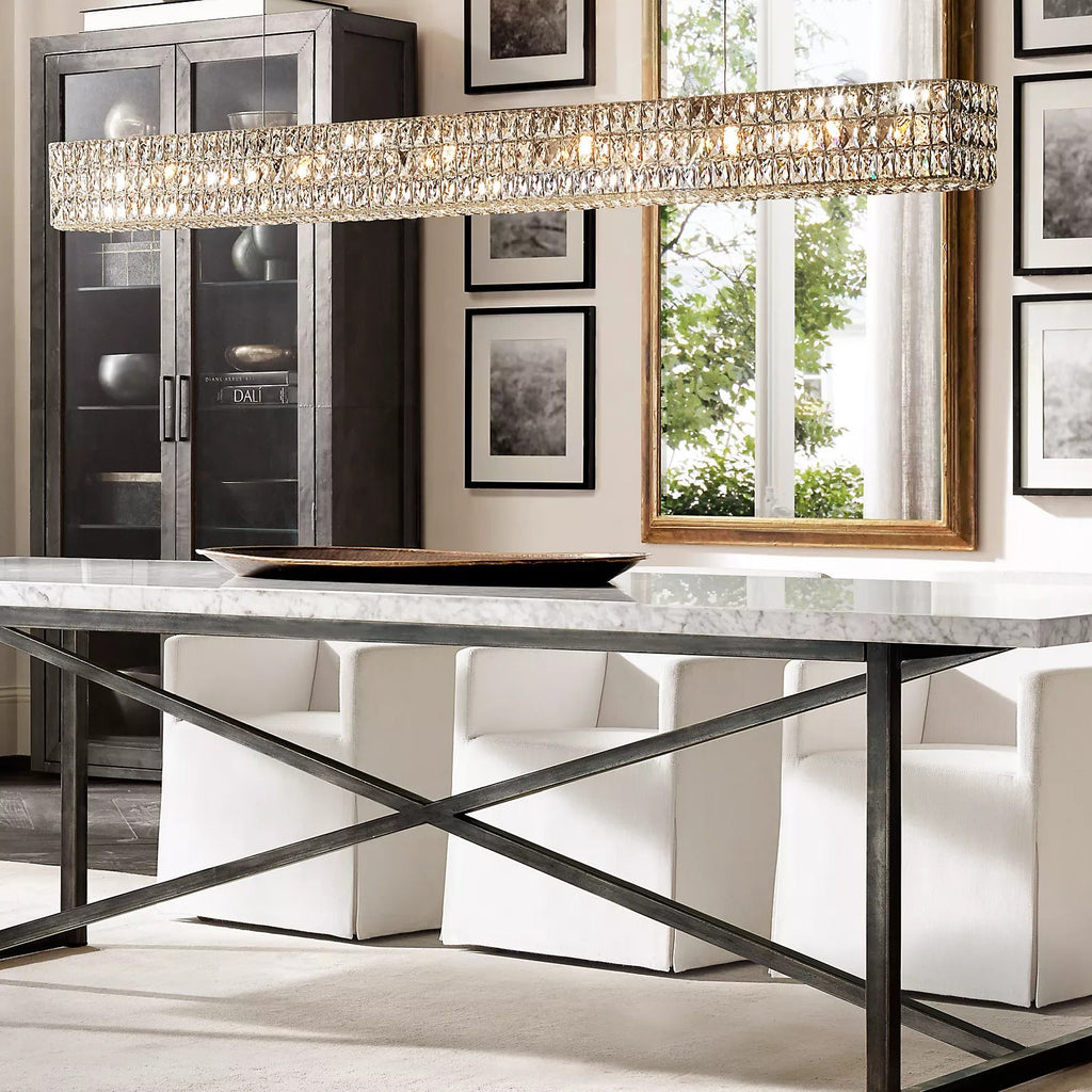 Crystal Glass Spiridon Linear Chandelier 49 61 For Dinning Room
