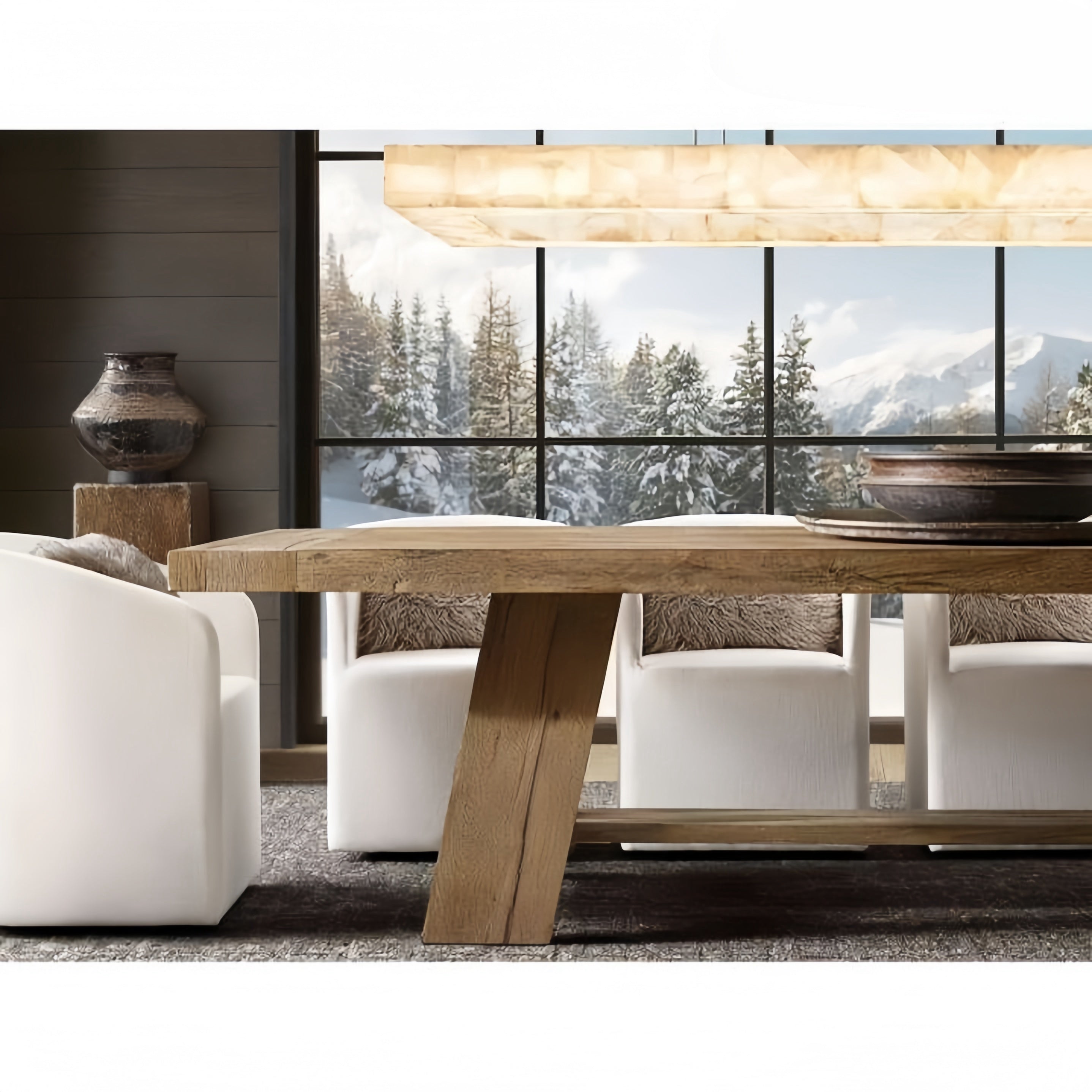 Rim Rectangular Calcite Chandelier 5472
