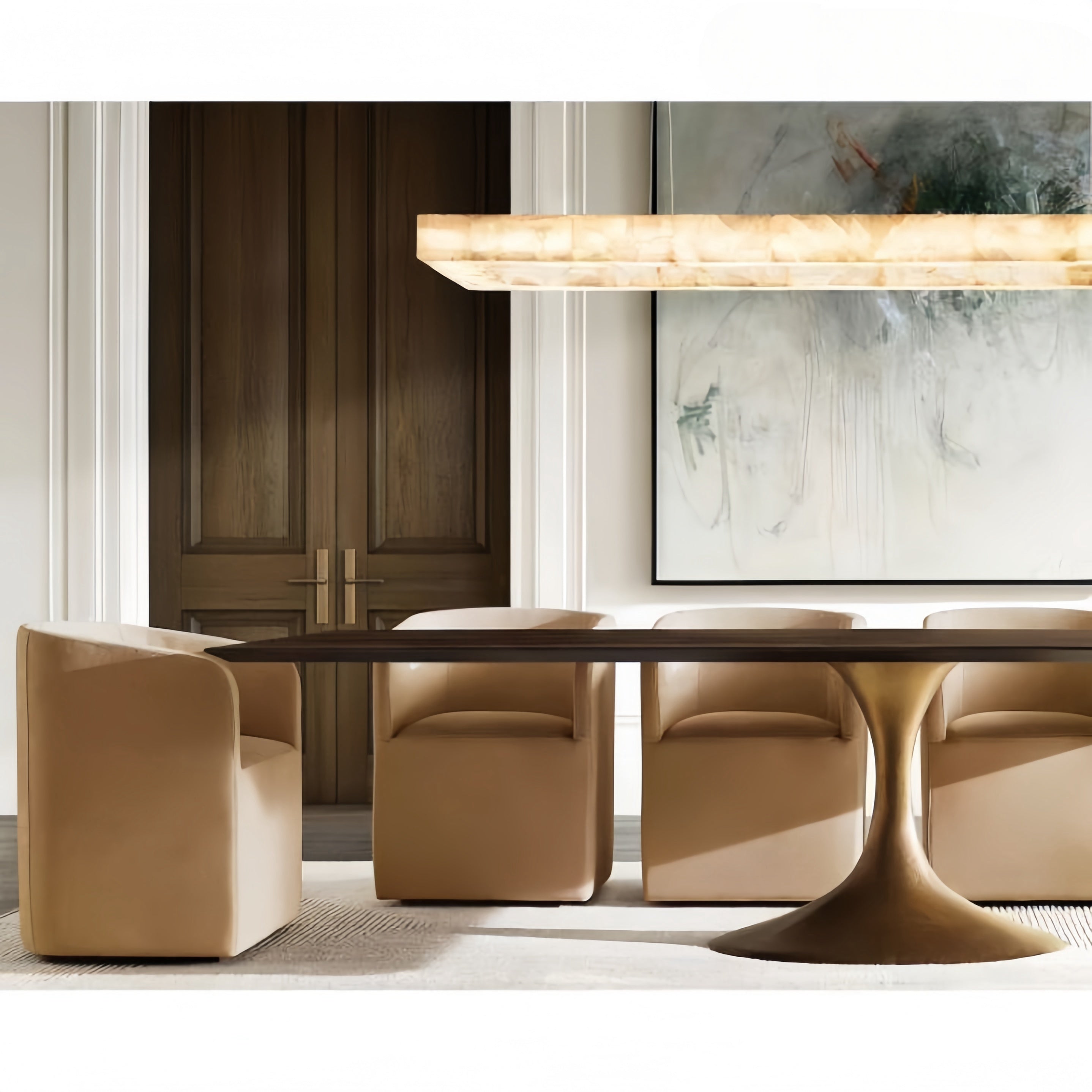 Rim Rectangular Calcite Chandelier 5472