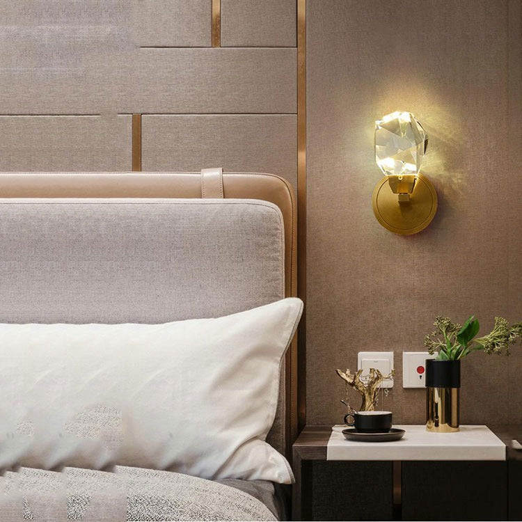 Faceted Crystal Masonry Brass Wall Sconce