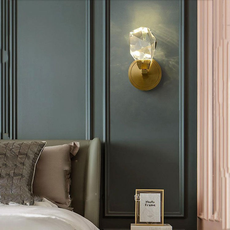 Faceted Crystal Masonry Brass Wall Sconce