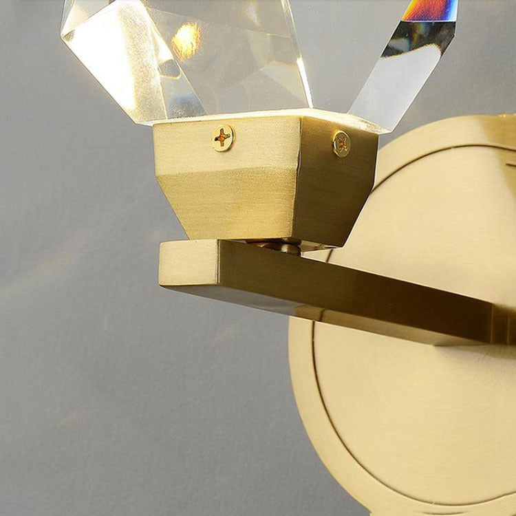 Faceted Crystal Masonry Brass Wall Sconce