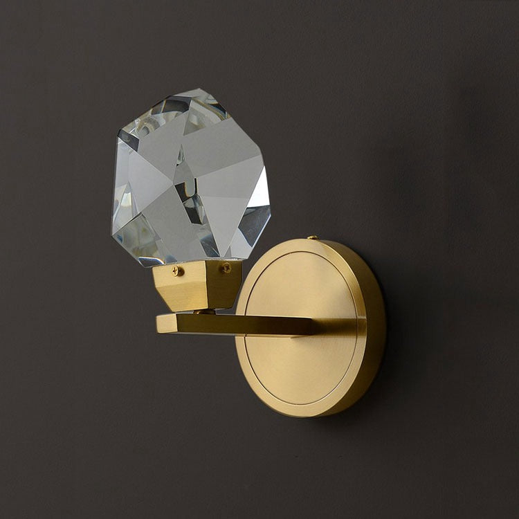 Faceted Crystal Masonry Brass Wall Sconce