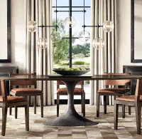 Fulcrum Glass globe mobile linear chandelier 60 For Living Room