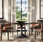 Fulcrum Glass globe mobile linear chandelier 60 For Living Room