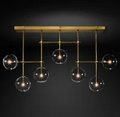 Fulcrum Glass globe mobile linear chandelier 60 For Living Room