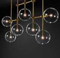 Fulcrum Glass globe mobile linear chandelier 60 For Living Room
