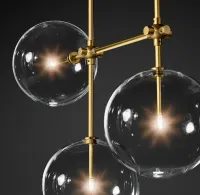 Fulcrum Glass globe mobile linear chandelier 60 For Living Room