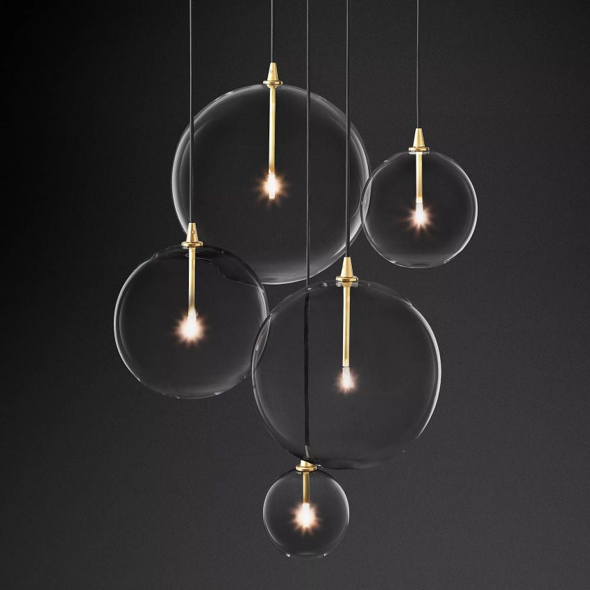 Fulcrum Glass Globe Cluster Chandelier 28 For Living Room