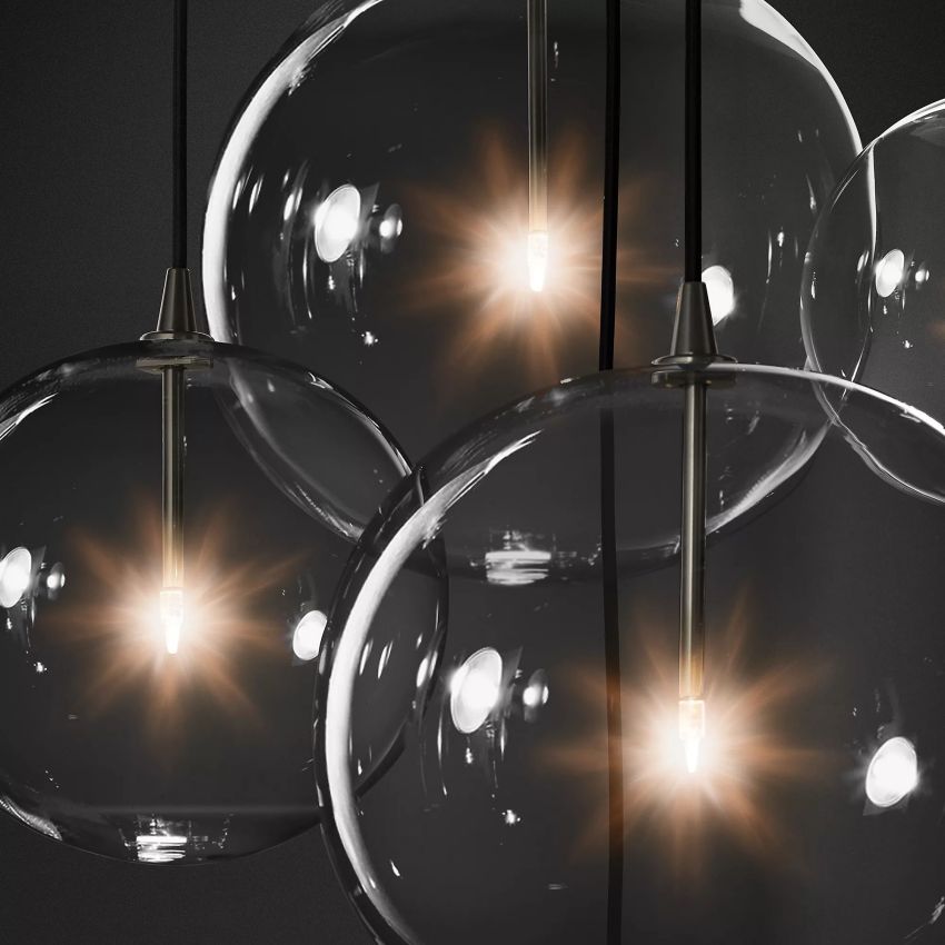 Fulcrum Glass Globe Cluster Chandelier 28 For Living Room