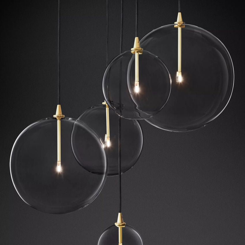 Fulcrum Glass Globe Cluster Chandelier 28 For Living Room