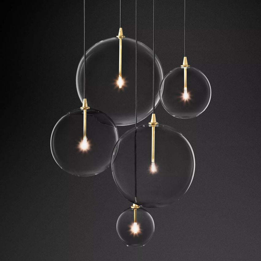 Fulcrum Glass Globe Cluster Chandelier 28 For Living Room