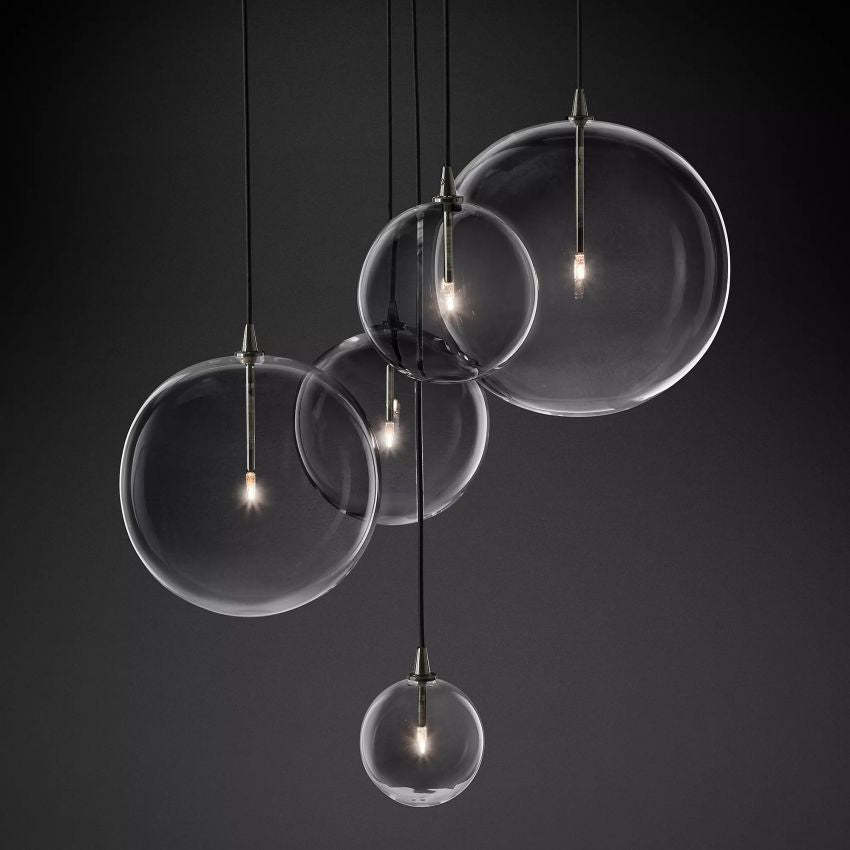 Fulcrum Glass Globe Cluster Chandelier 28 For Living Room