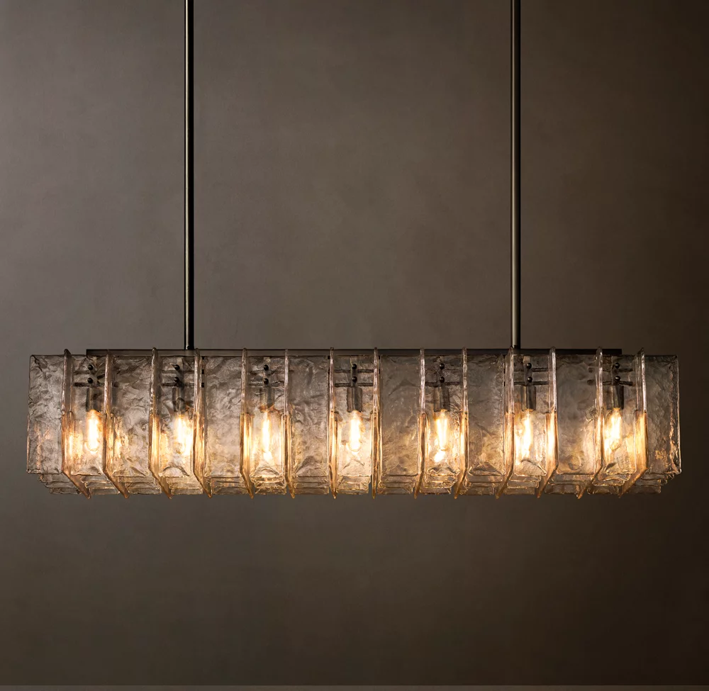 Lattice Clear Glass Rectangular Chandelier 67