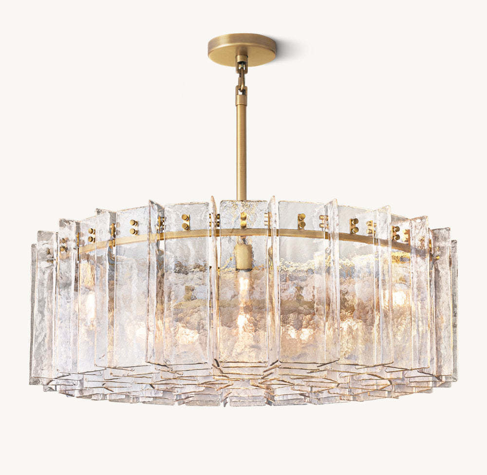 Lattice Clear Glass Round Chandelier 48