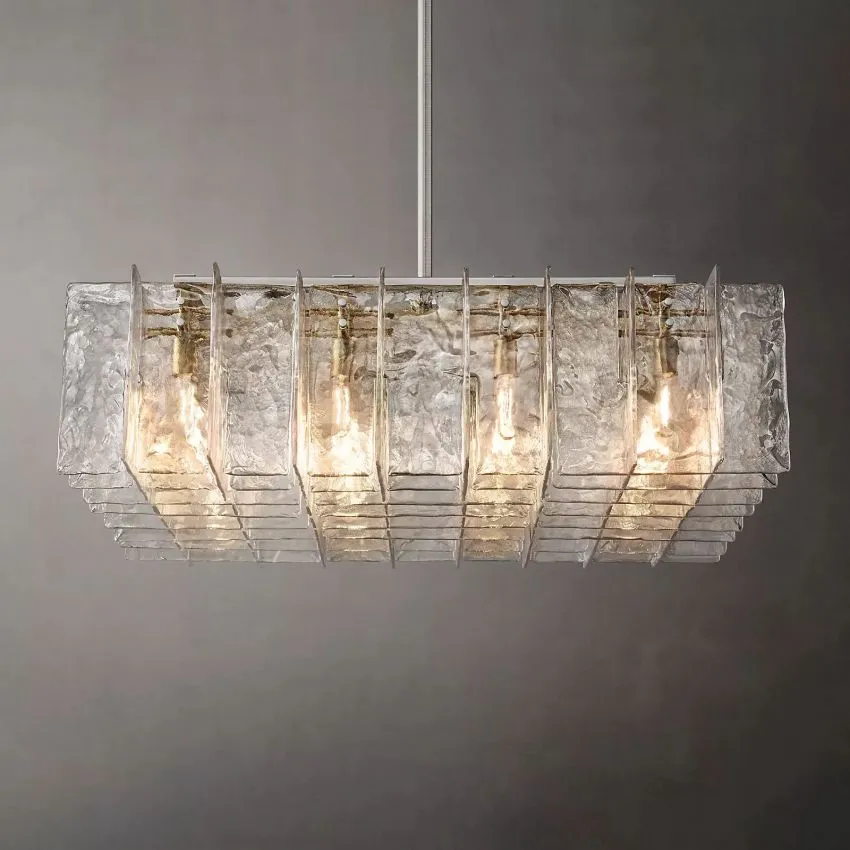 Lattice Clear Glass Square Chandelier 49 16-Lights