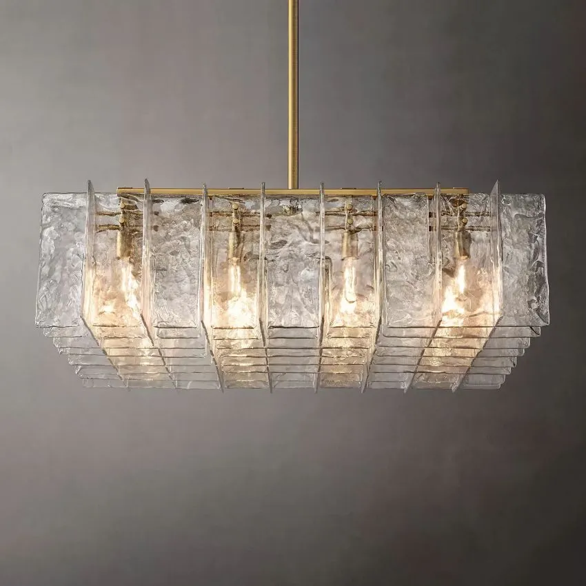 Lattice Clear Glass Square Chandelier 49