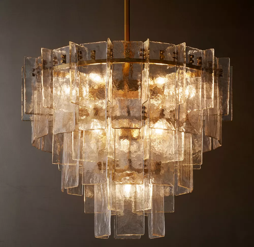 Lattice Clear Glass Tiered Round Chandelier 36