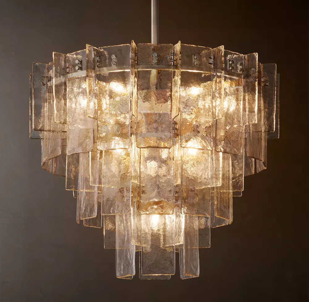 Lattice Clear Glass Tiered Round Chandelier 36