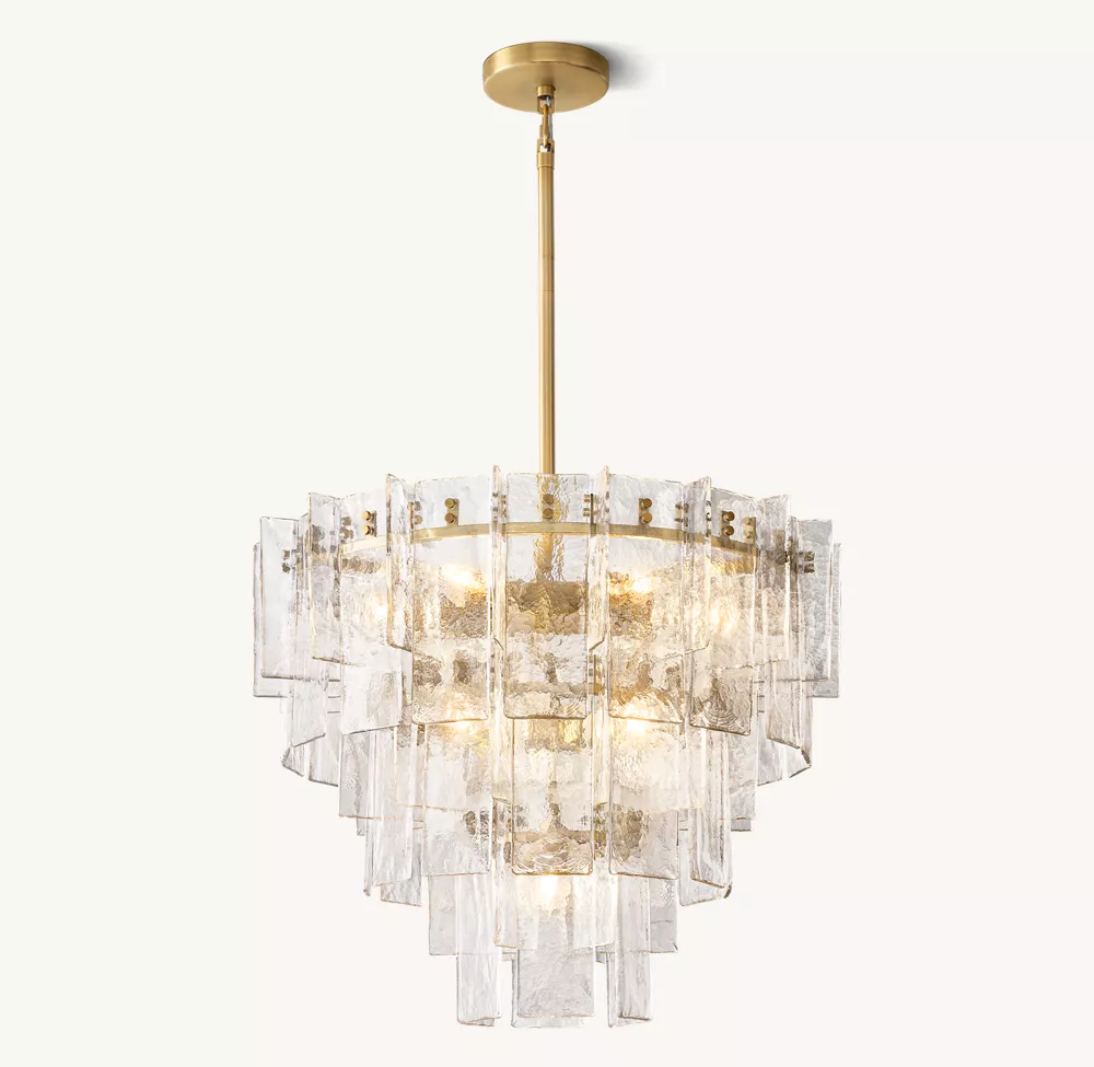 Lattice Clear Glass Tiered Round Chandelier 36