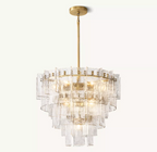 Lattice Clear Glass Tiered Round Chandelier 36