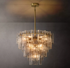 Lattice Clear Glass Tiered Round Chandelier 36
