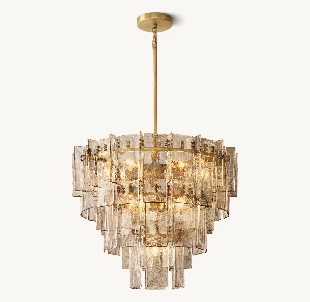 Lattice Smoke Glass Tiered Round Chandelier 36