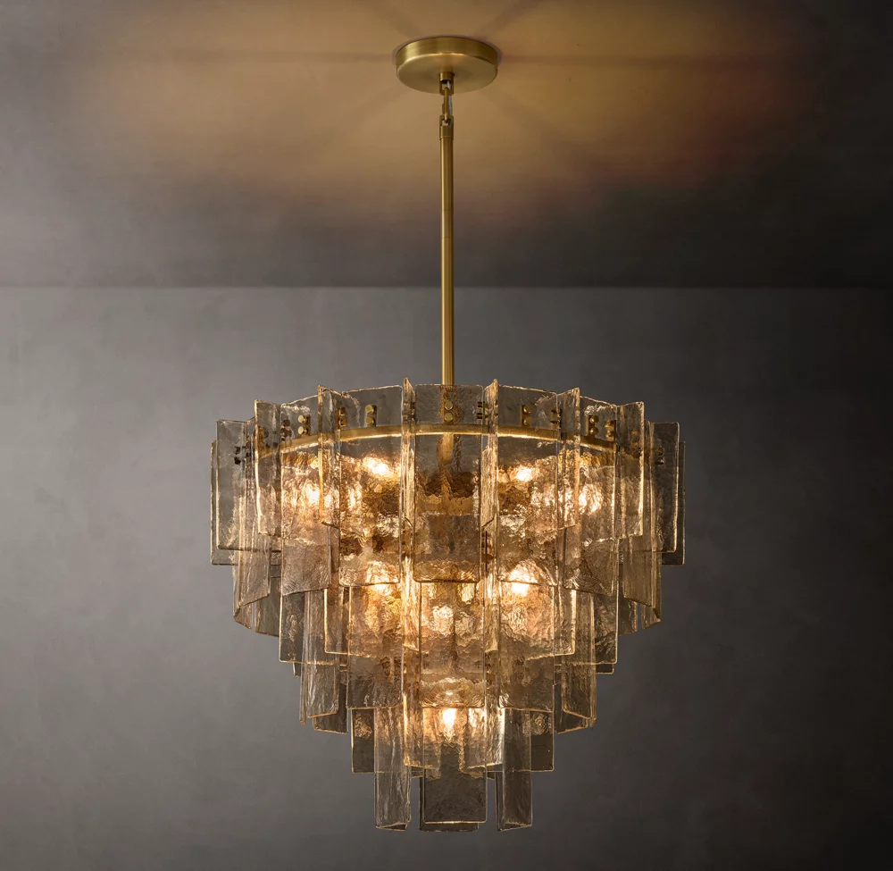 Lattice Smoke Glass Tiered Round Chandelier 36