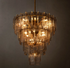 Lattice Smoke Glass Tiered Round Chandelier 36