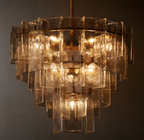 Lattice Smoke Glass Tiered Round Chandelier 36